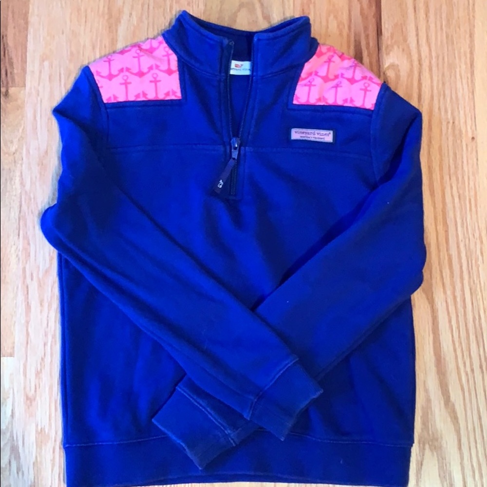 Girls Vineyard Vines Half Zip Anchors Small 7/8